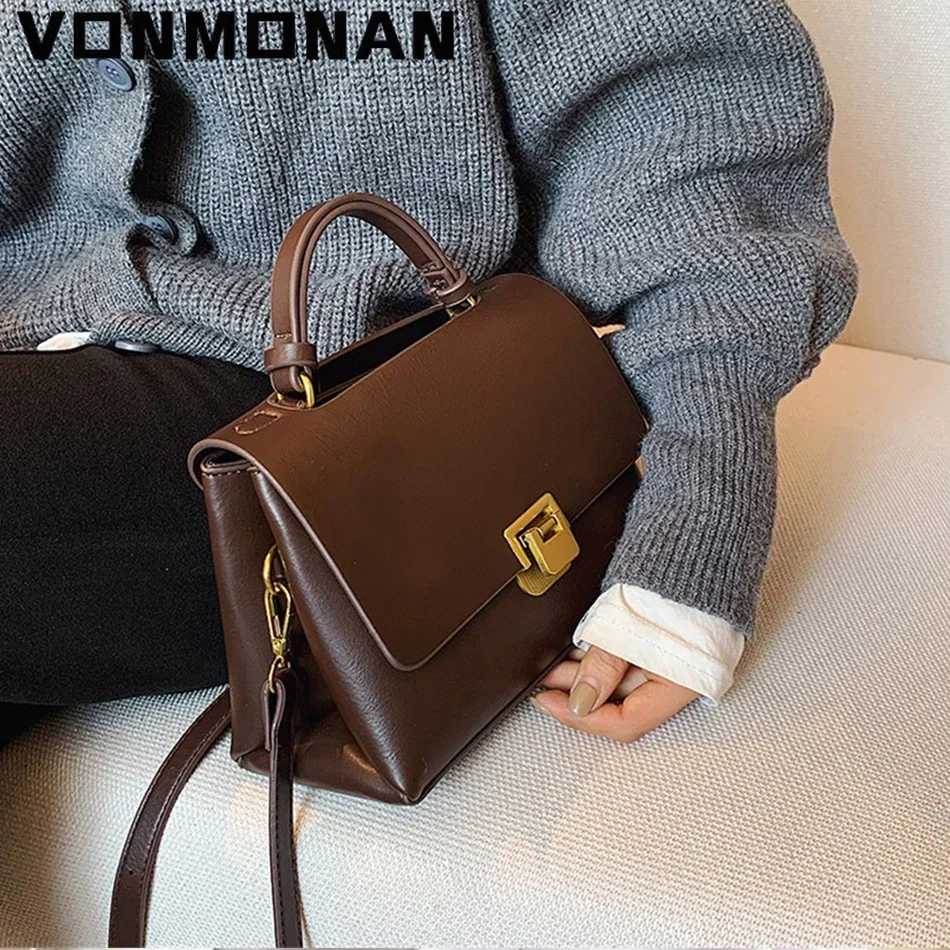 Vintage Tote Bag Winter New Quality PU Leather Women\'s Designer Handbag Purses Luxury Designer Mini Shoulder Messenger Bag