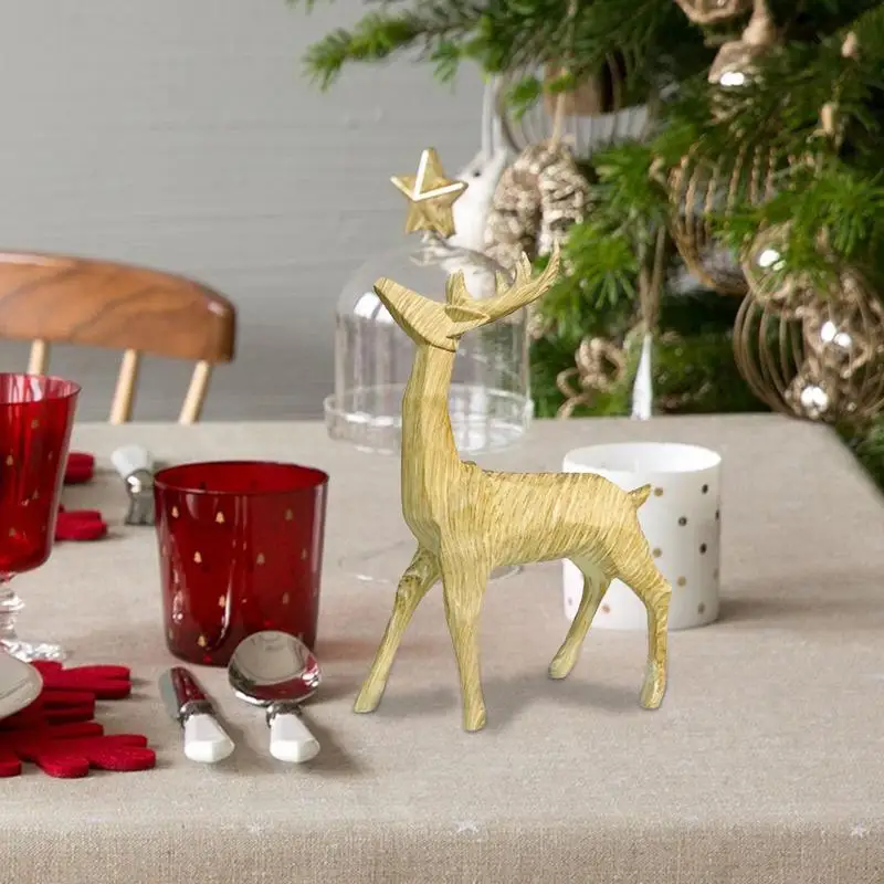 Estatua de Reno de resina, estatua de ciervo de pie, artesanías de animales artificiales, decoraciones de mesa para sala de estar y dormitorio