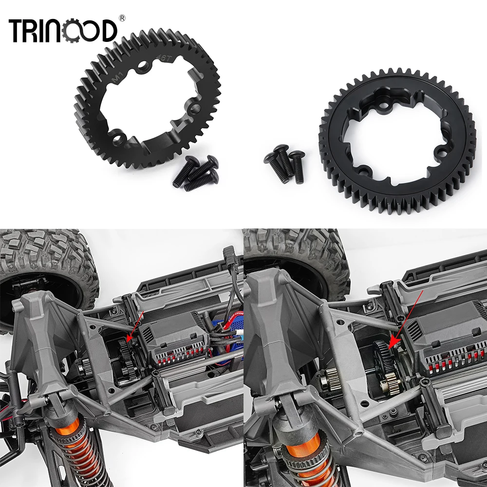 TRINOOD 46T 50T 51T 52T 54T Steel Spur Gear for Car 1/10 T-RAXXAS E-REVO 2.0 RC Car Model Upgrade Parts