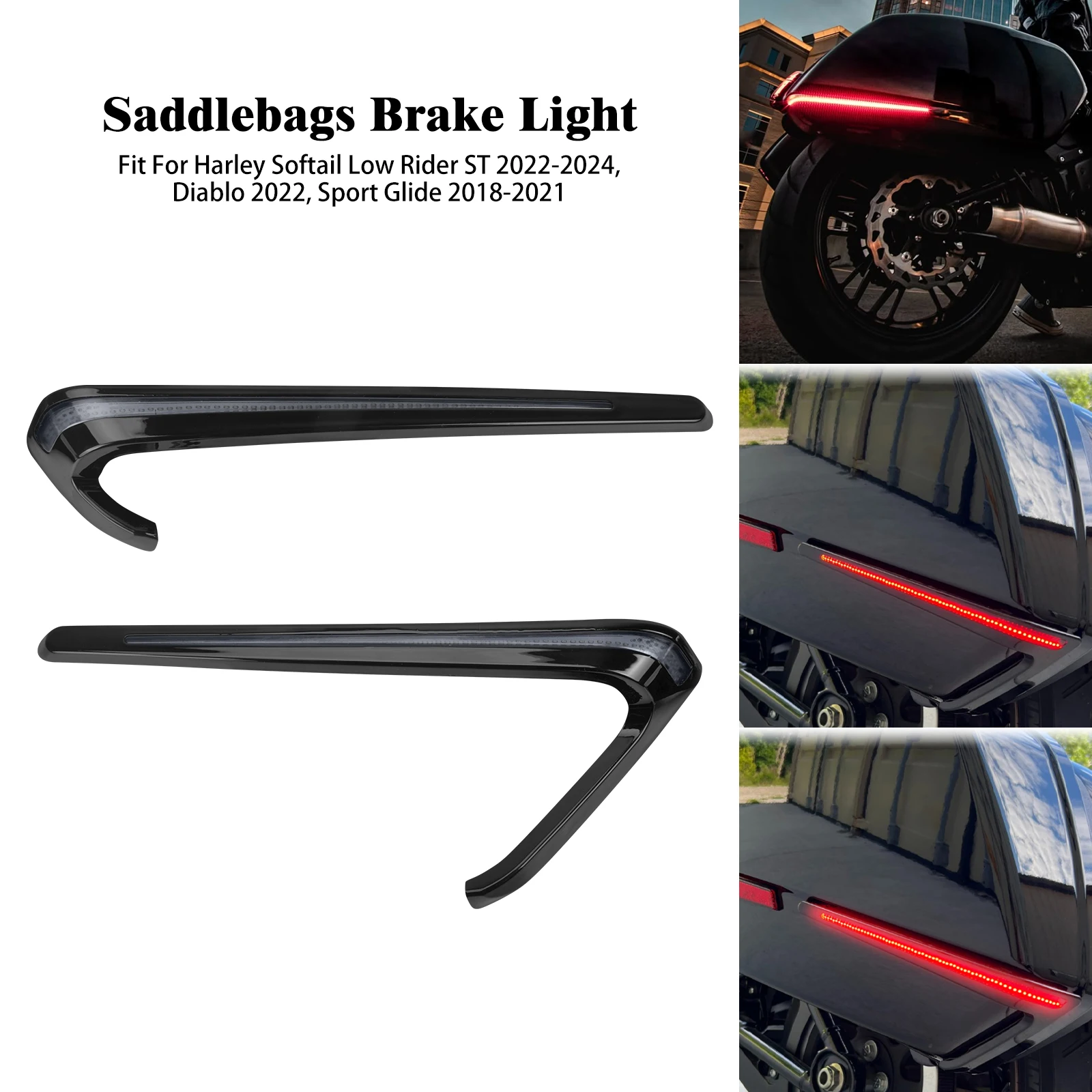 

Motorcycle Saddlebags LED Light Rear Side Brake Running Taillight For Harley Softail Low Rider FXLRST Diablo 2022-24 FLSB 18-21