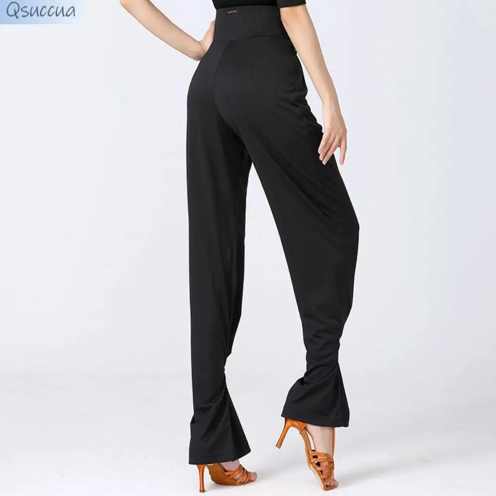 New Thin Latin Dance Pants Stretch Personality Can Tie Legs Ballroom Dance Long Loose Women's Pants