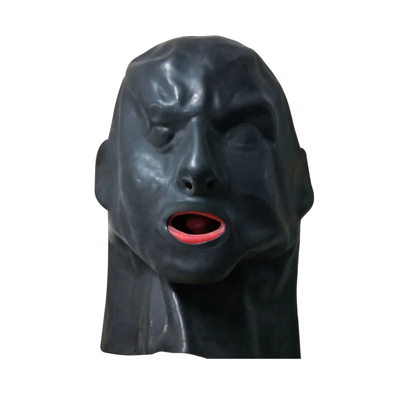 قناع مطاطي ثلاثي الأبعاد للرجال ، عيون مغلقة ، هفوة الفم الحمراء ، أنبوب الأنف التوصيل ، طويل ، الرأس حولها ، 59-63 سنتيمتر