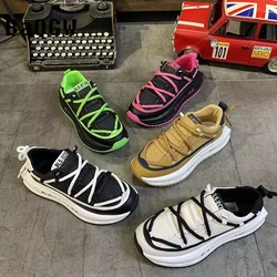 Fashion Lace-up Design Men Black White Causal Running Flats Platform Shoes Punk Loafers Sport Walking Sneakers Zapatillas Hombre