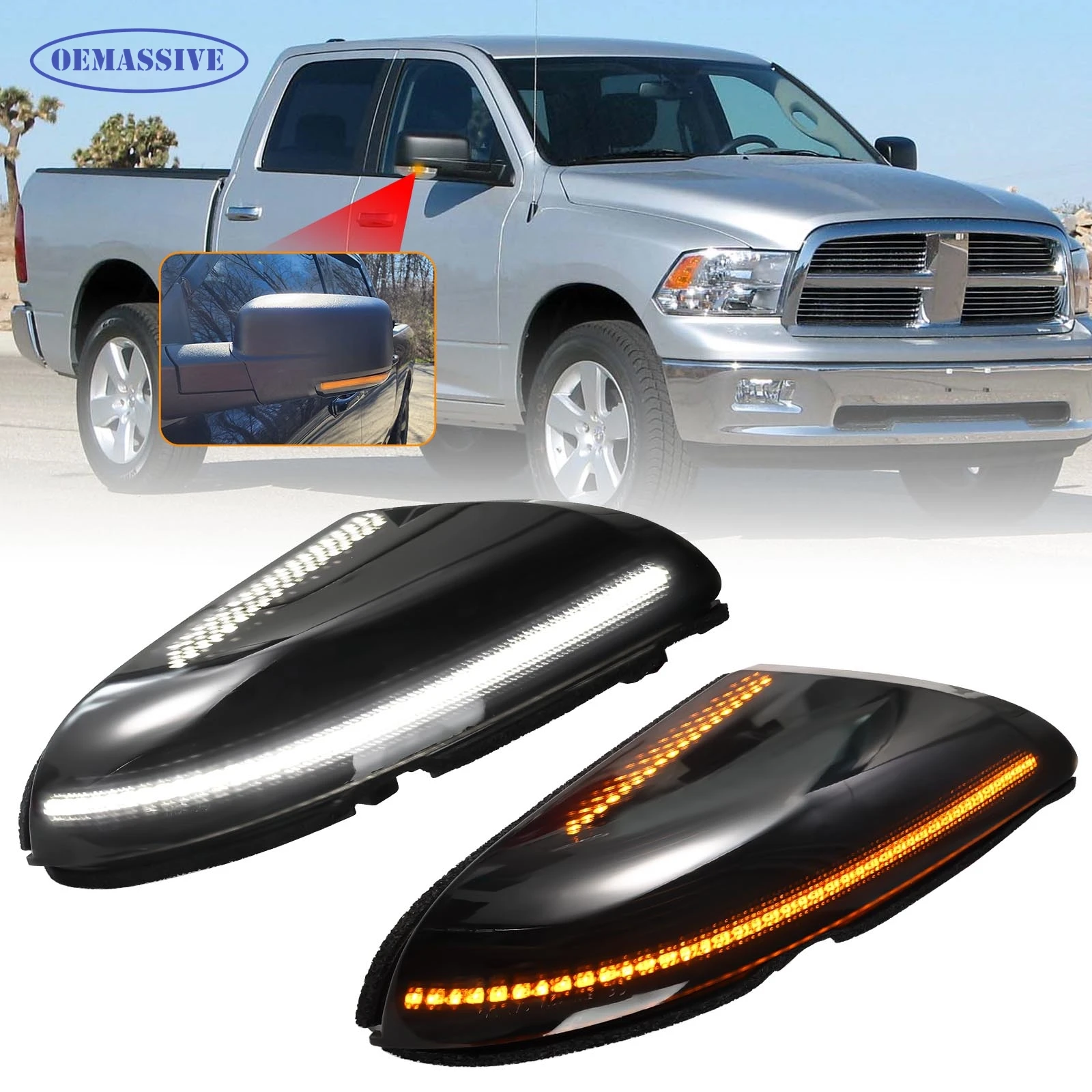 

For Ram 1500 2500 3500 2009-2022 Classic Side Mirror Lights Switchback White Amber Turn Signal Lamps Puddle Lamp Light Assembly