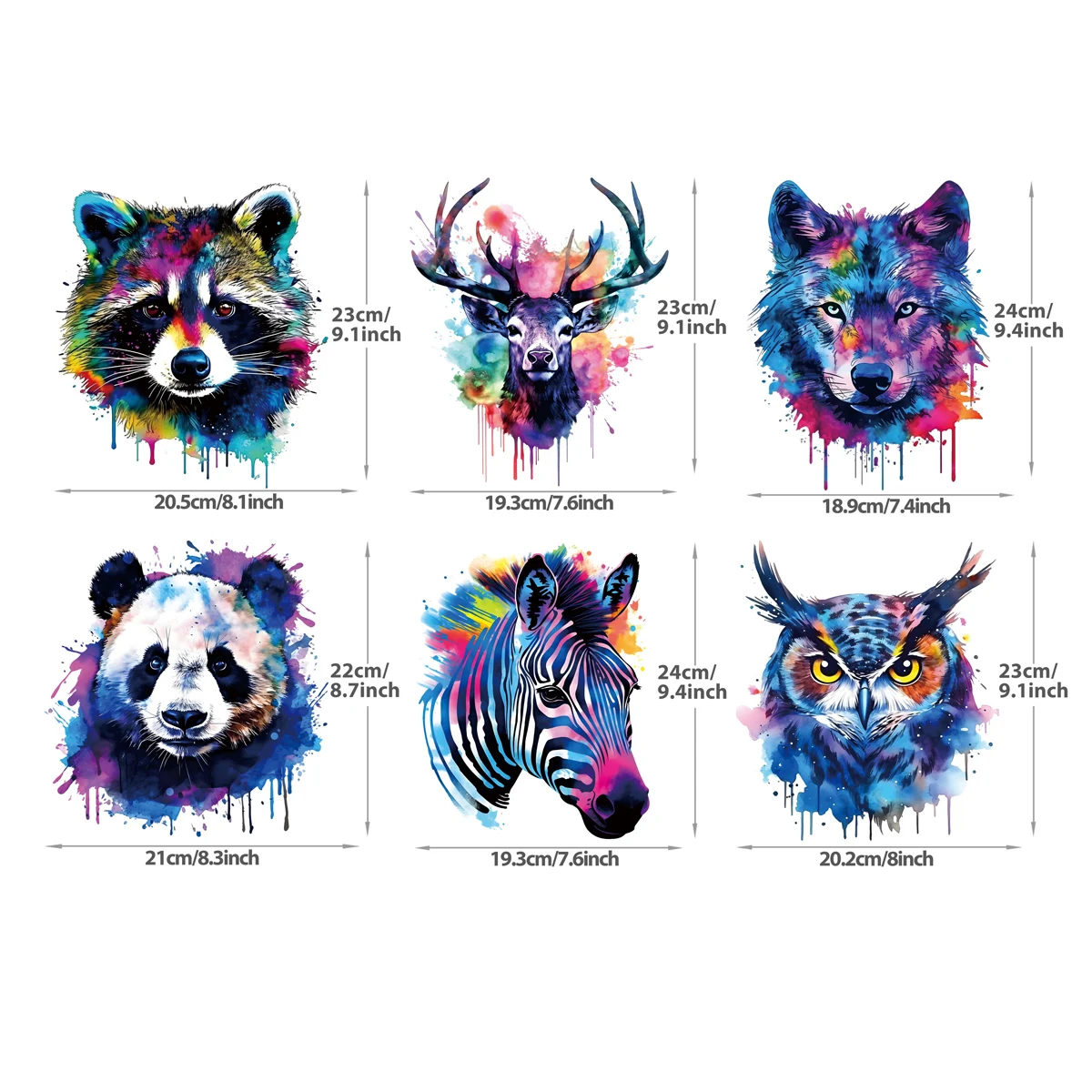 1/6pcs Zebras, Deer, Pandas Animal Heat Sticker On T-shirt DIY Washable Iron On Transfer For Clothing Bag Patch On Clothes