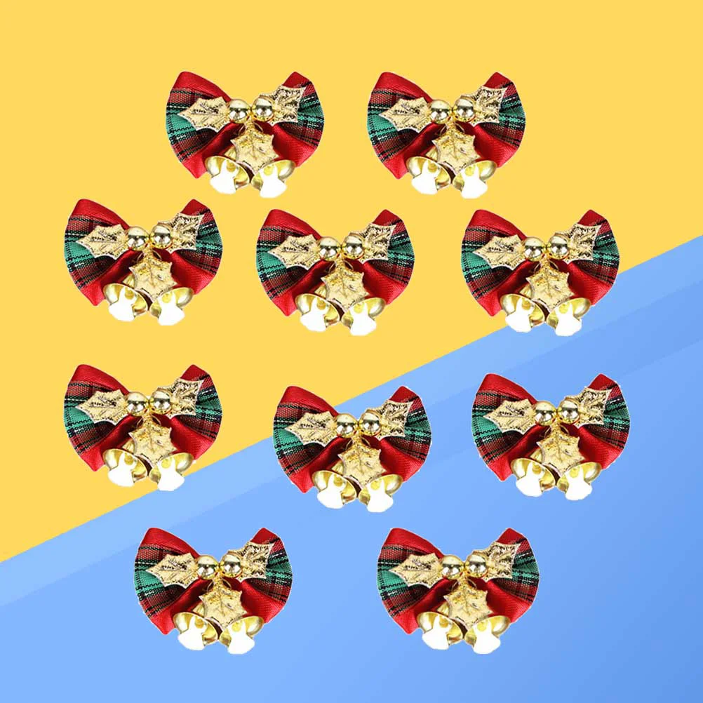 10pcs 5cm Mini Bow with Jingle Bells Delicate Bow and Slivery Bells for Christmas Tree Decoration christmas decorations