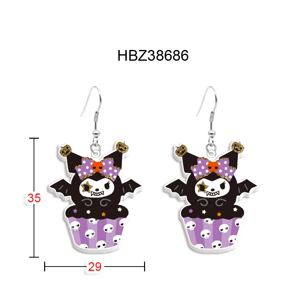 Halloween Sanrio Cup Cake Hello Kitty Melody Kuromi Design Pendant Earrings Cute Design Earrings Women Girls Jewelry Accessories