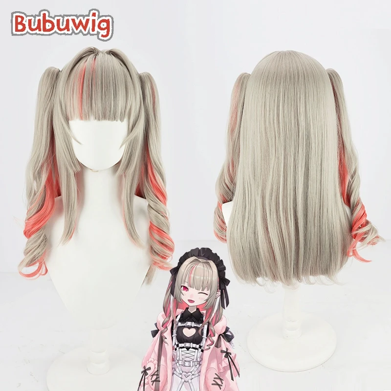 Bubuwig Synthetic Hair Makaino Ririmu Cosplay Wigs Virtual YouTuber Makaino Ririmu 60cm Gray Mixed Orange Red Wig Heat Resistant