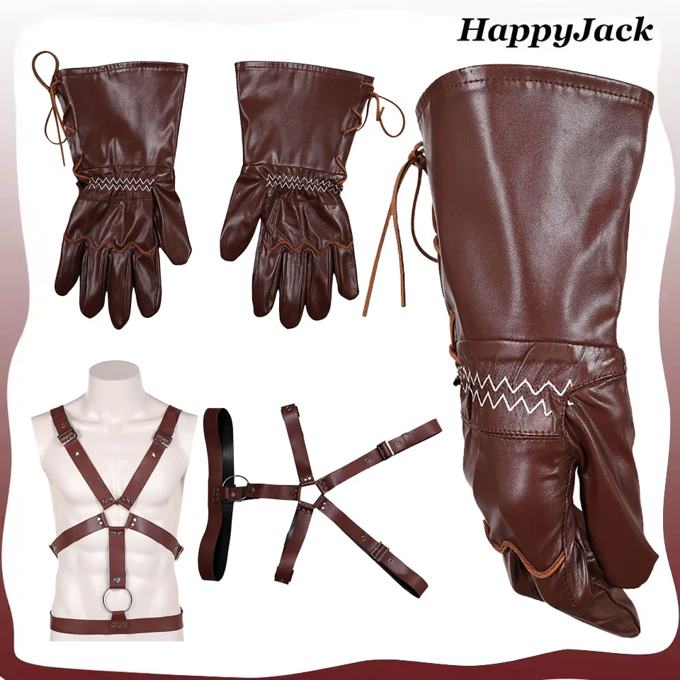 

Sweet Tooth Cosplay Brown Shoulder Strap PU Leather Gloves 2025 Movie Terrifier Roleplay Halloween Carnival Costume Accessories