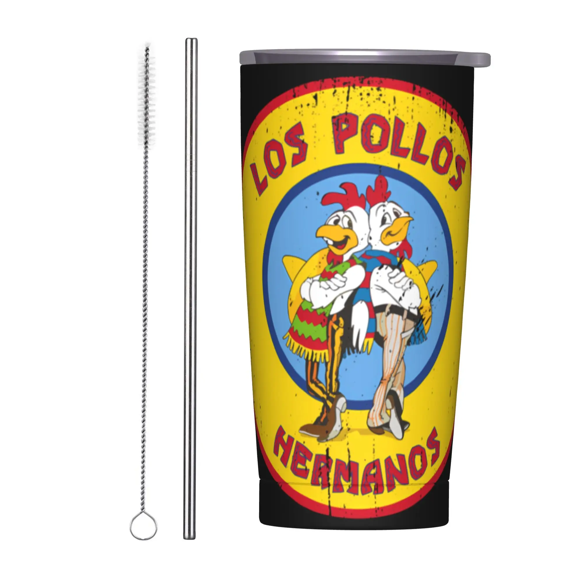 Taza Térmica Aislada al Vacío Breaking Chicken Brothers Bad Tumbler de 20oz, Doble Pared, Antiderrames, para Café, Botellas y Vasos