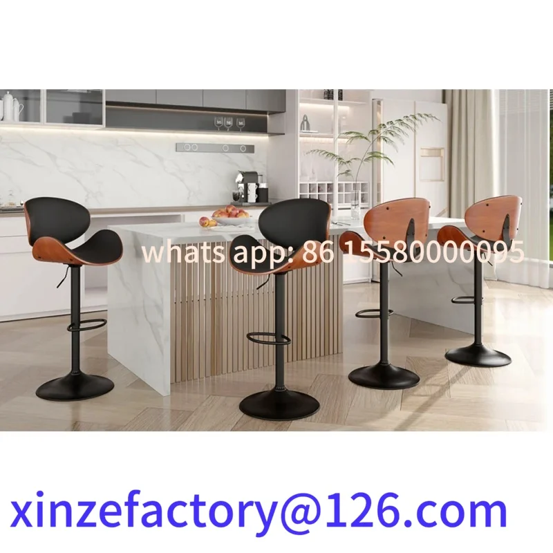 カスタマイズ可能な2脚のハイダイニングチェア、回転式調整バーチェア、キッチン、リビングルーム用ソフトパック背もたれ