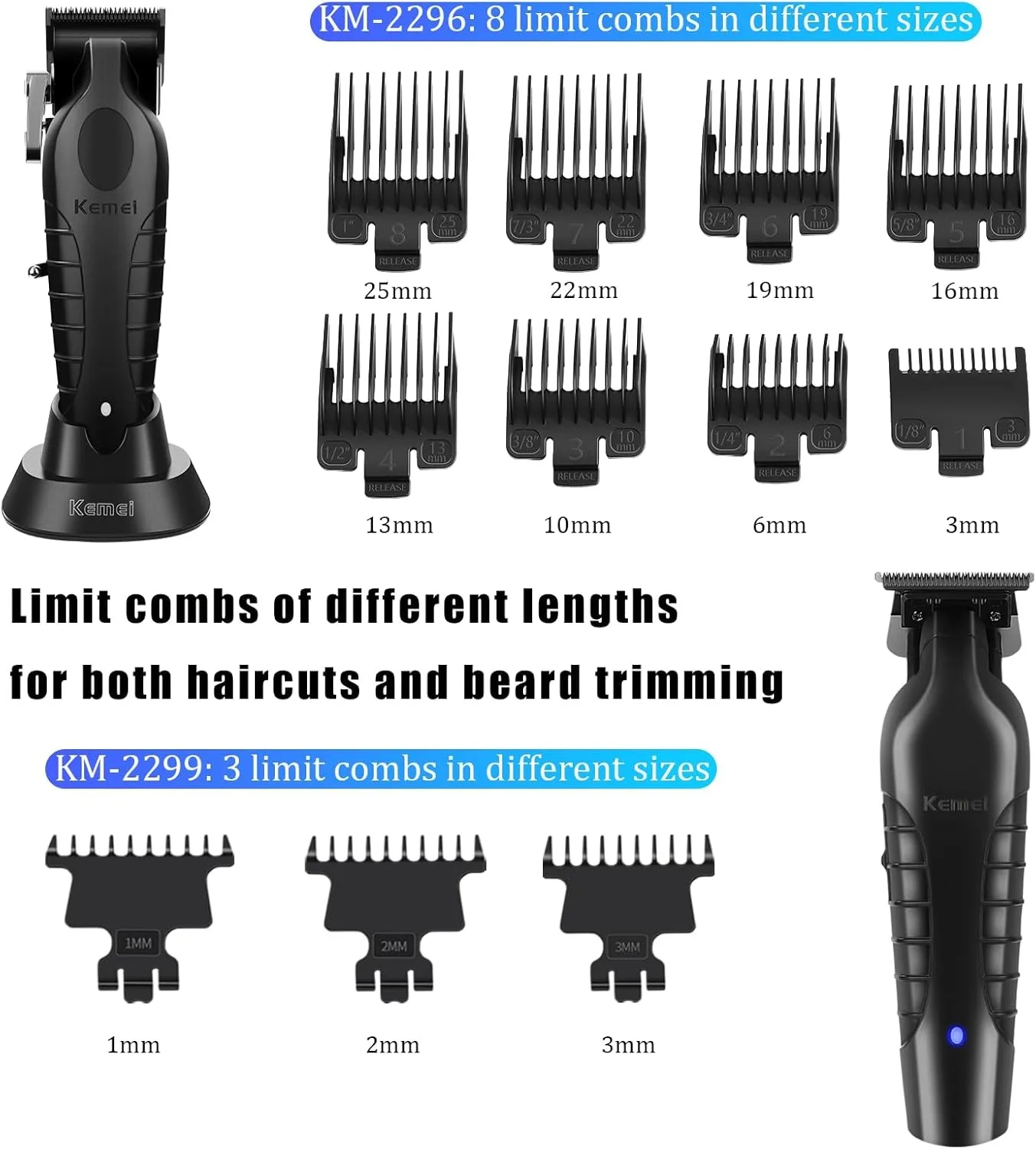 Kemei 2299 2296 T95 Professional Hair Clipper Cordless Trimmer Electric Foil Shaver Men Rechargeable Finish Hair Cutting Machine