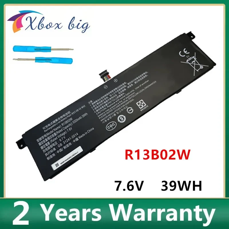 

7.6V 5230mAh New R13B01W R13B02W Laptop Battery For Xiaomi Mi Air 13.3" Series Tablet PC 39WH