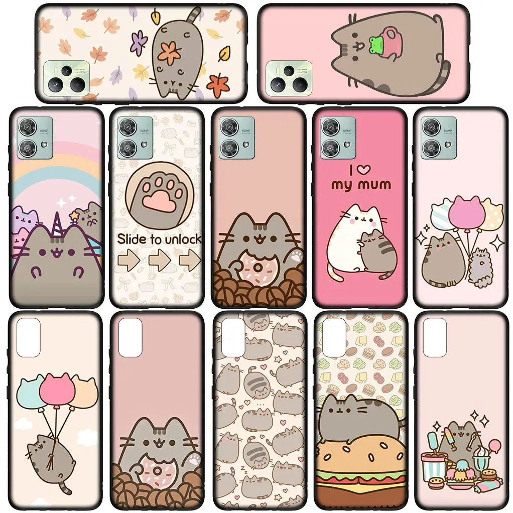 Cartoon P-Pusheens Cute Cat Phone Cover Case for Samsung Galaxy Note 20 Ultra 10 8 9 S10 Lite S9 A6 A8 Plus A9 Soft Coque