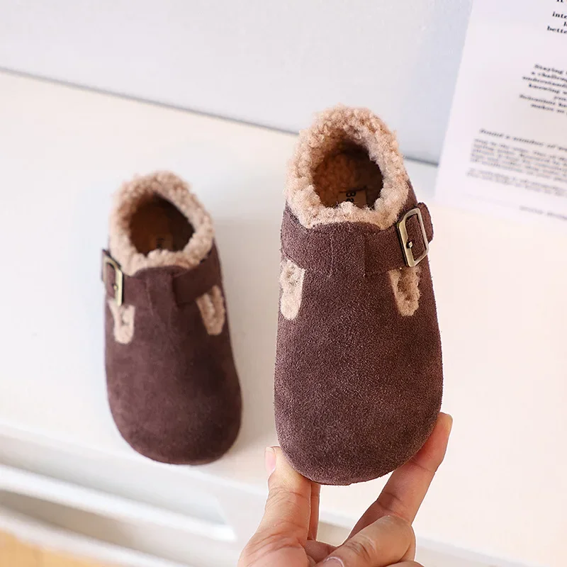 Suede Leather Baby Boys Cotton-padded Shoes Genuine Leather Children's Casual Shoes Winter Fashion Kids Birkenstockshoes