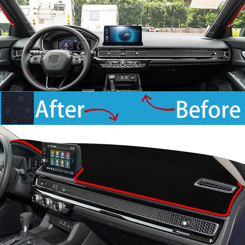 Автозапчасти для Honda Civic 2021 ~ 2025 2024 2023 2022 автомобильный коврик для приборной панели, коврики для приборной панели, нескользящая накладка, аксессуары