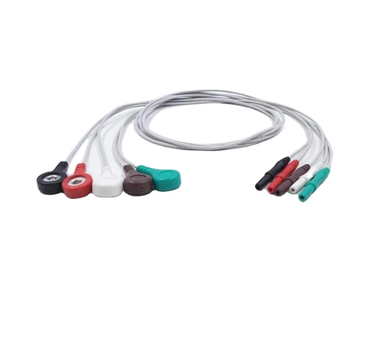 Compatible Din 5-leads Electrocardiograph Cable  Leadwires Use For Mindray 6Pin  Trunk Electrocardiograph Cable