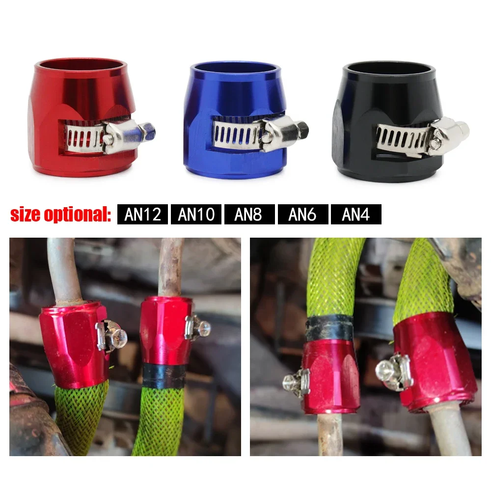 1 lote = 2 uds abrazadera de manguera AN4 AN6 AN8 AN10 AN12 extremo Clip de tubo de combustible accesorios de manguera de tubo de agua y aceite abrazaderas de acabado acabado hexagonal