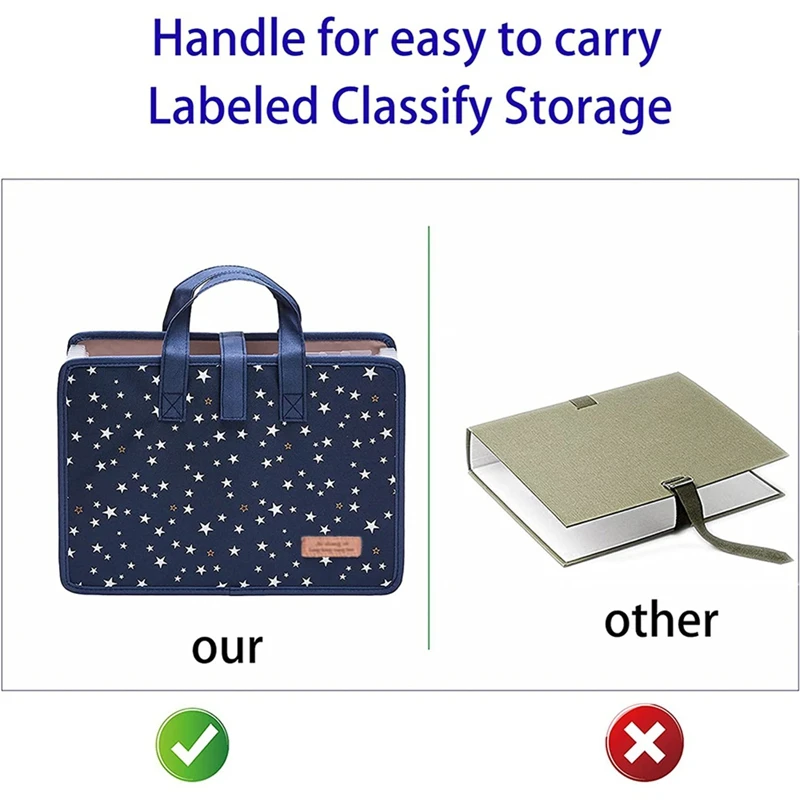 Top-13 Pockets File Folders/Expandable Filing Folders With Handle A4 Size Expanding File Folder Document Organizer