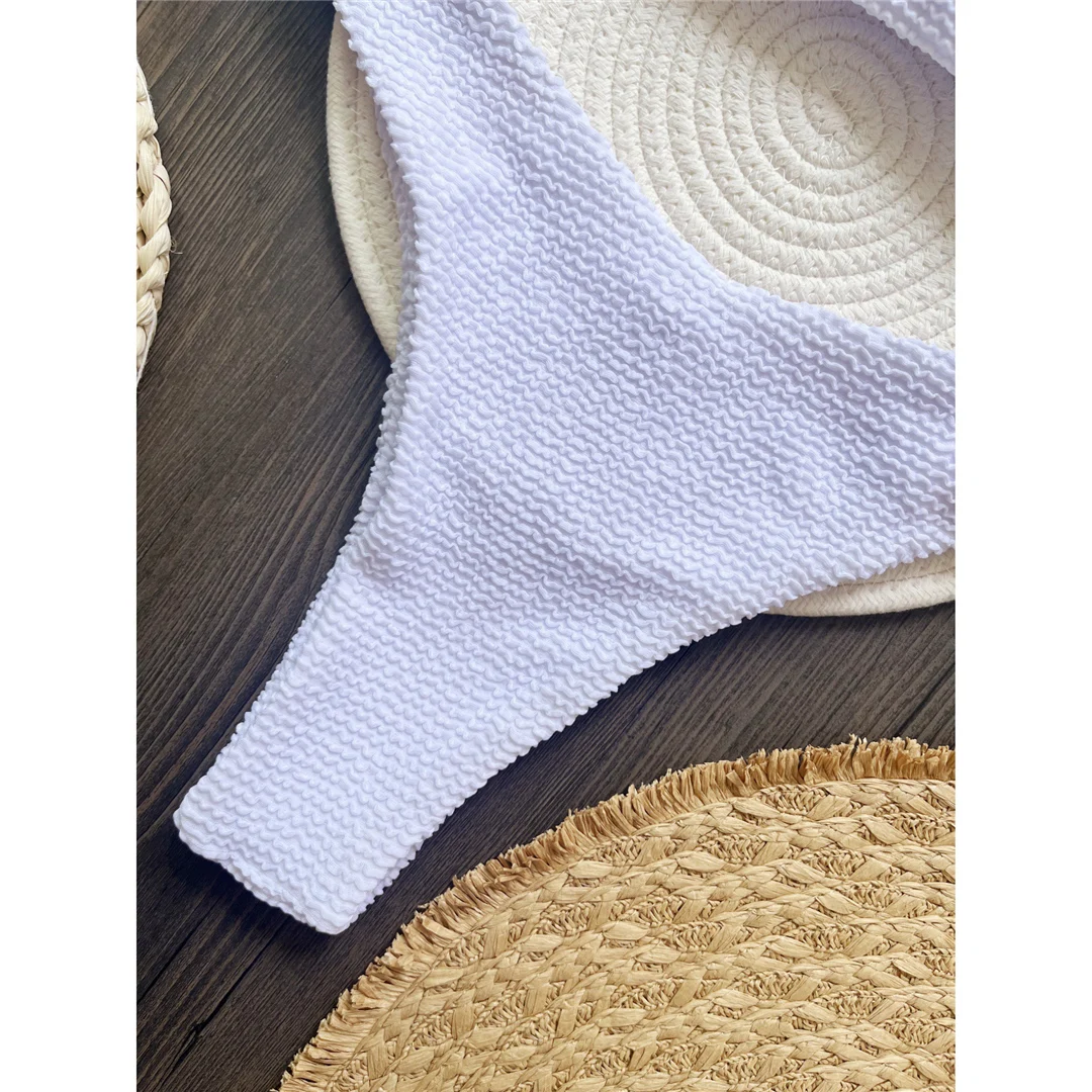 Gefältiger, einseitig gepolsterter Bikini, Damen-Badeanzug, zweiteiliger Bikini-Set, Badebekleidung, Badeanzug, Schwimmanzug V6047 – Detail 21