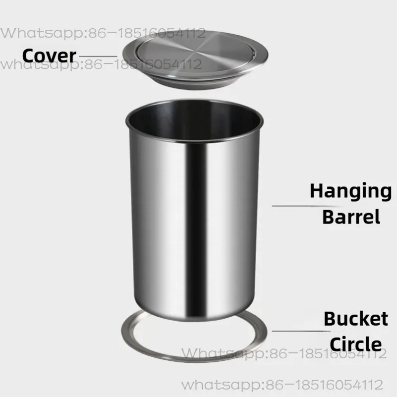 

Kitchen Trash Can Built-in Garbage Bin Stainless Steel Large Litter Bins Luxury Touch Dustbin with Lid Kitchens Accessories