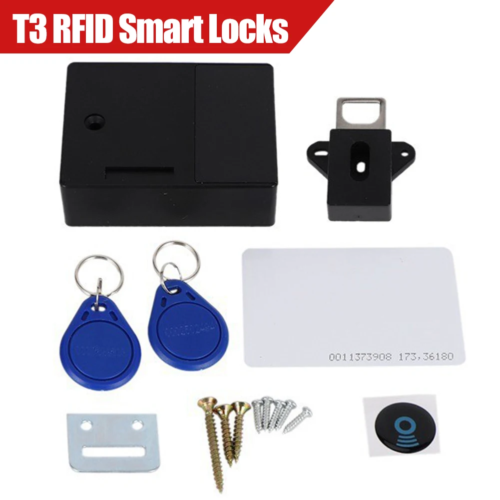 Invisible Sensor T3 RFID Hidden Safety Cabinet Lock Free Opening Smart IC Card Sensor Locker Wardrobe Cabinet Drawer Door Lock