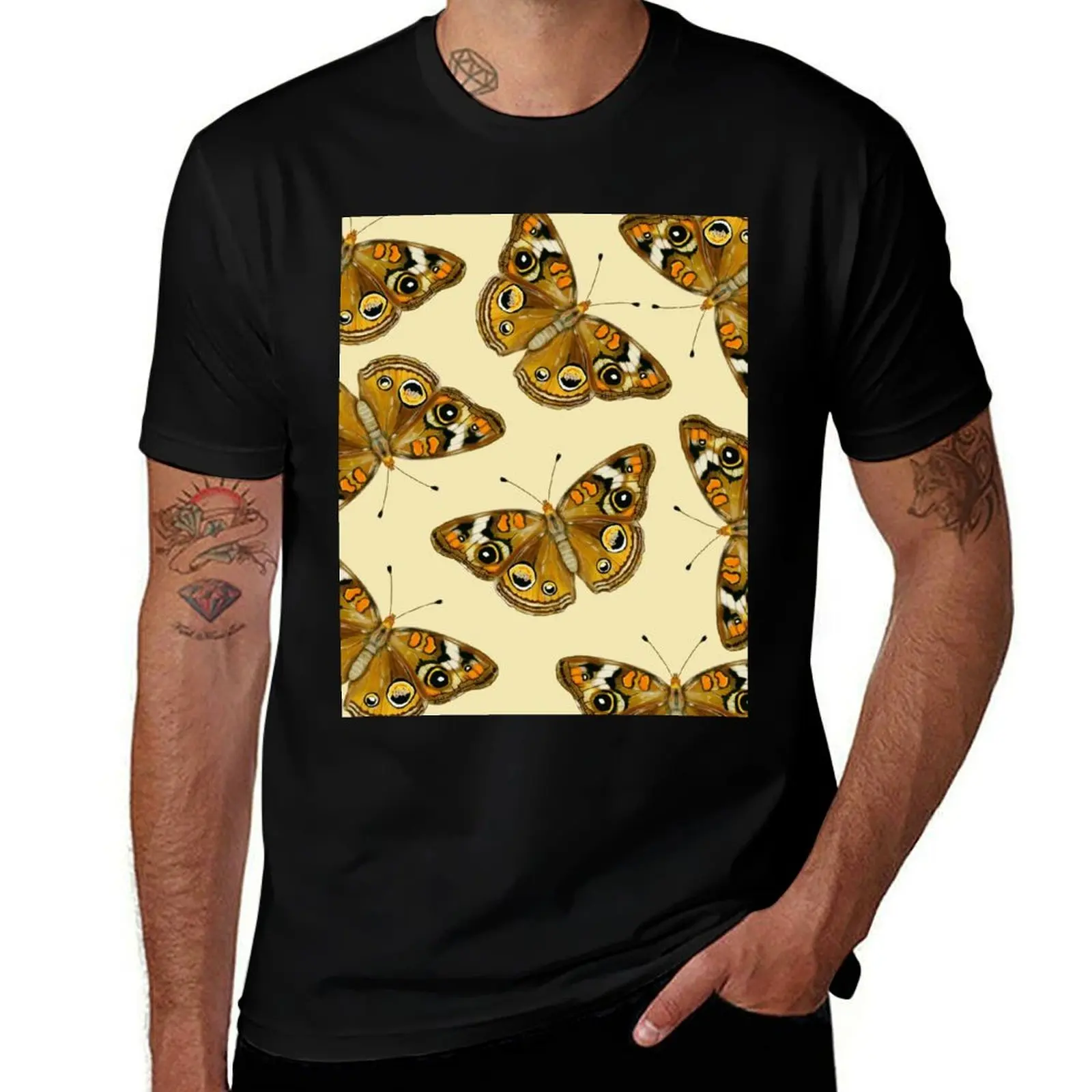 

Common Buckeye Butterfly (Junonia coenia) Illustration T-Shirt men t shirt cotton 100% man t shirt heavy cotton T-shirt