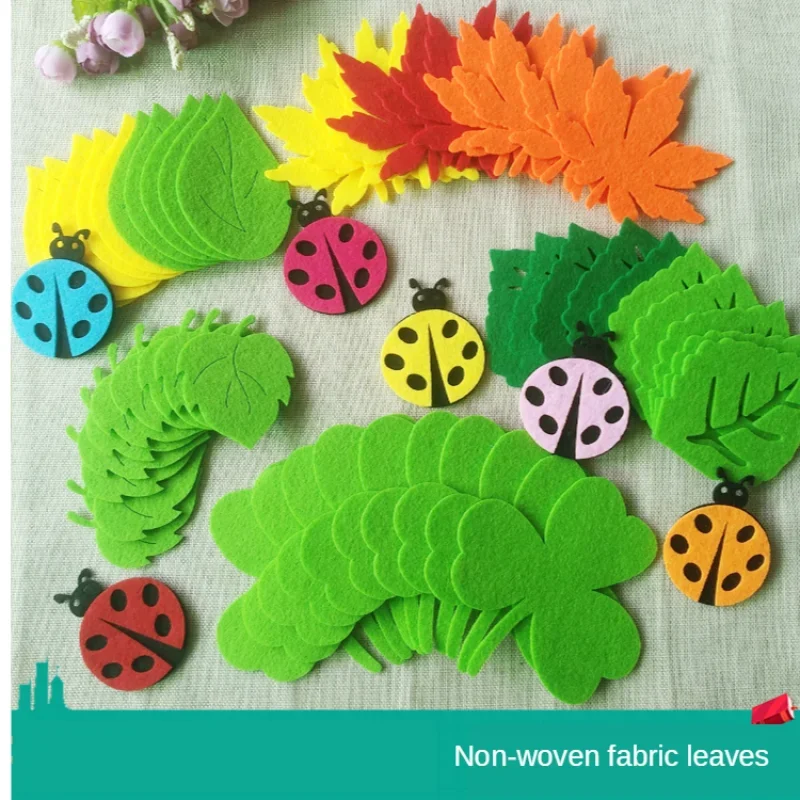 Leaves Handmade Felt Pad Non Woven Green Tree Patch Kindergarten School Wall Sticker Decoration Kid DIY Party Crafts Accessories