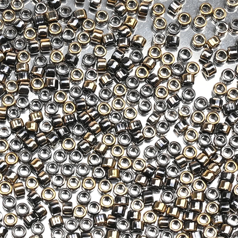 2.5mm Japan Glass Antique Beads Black Golden Cylindrical Beads for Jewelry Making Diy Bracelet Necklace Accessories 1000pcs