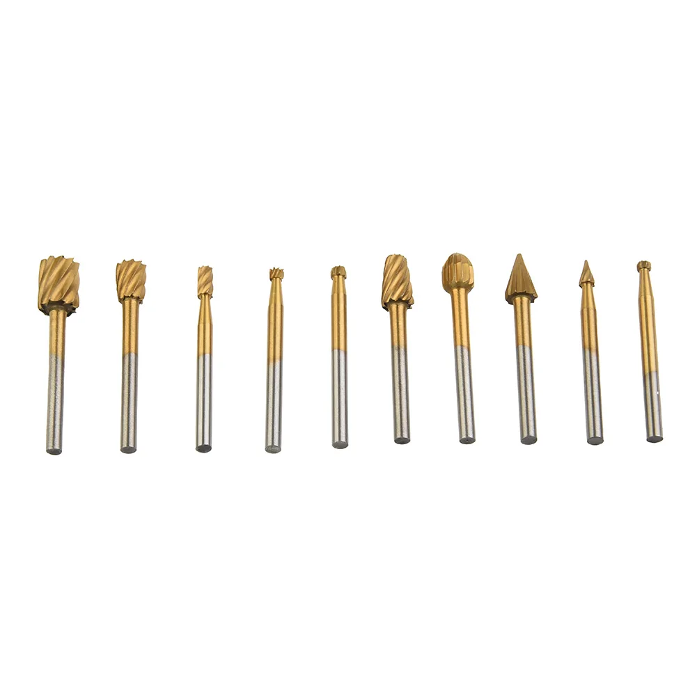 Router Burr Engraving Wood Root carving Olive pits Set Grinding Bits HSS Simple Tool 10pcs Hot Sale Accessories