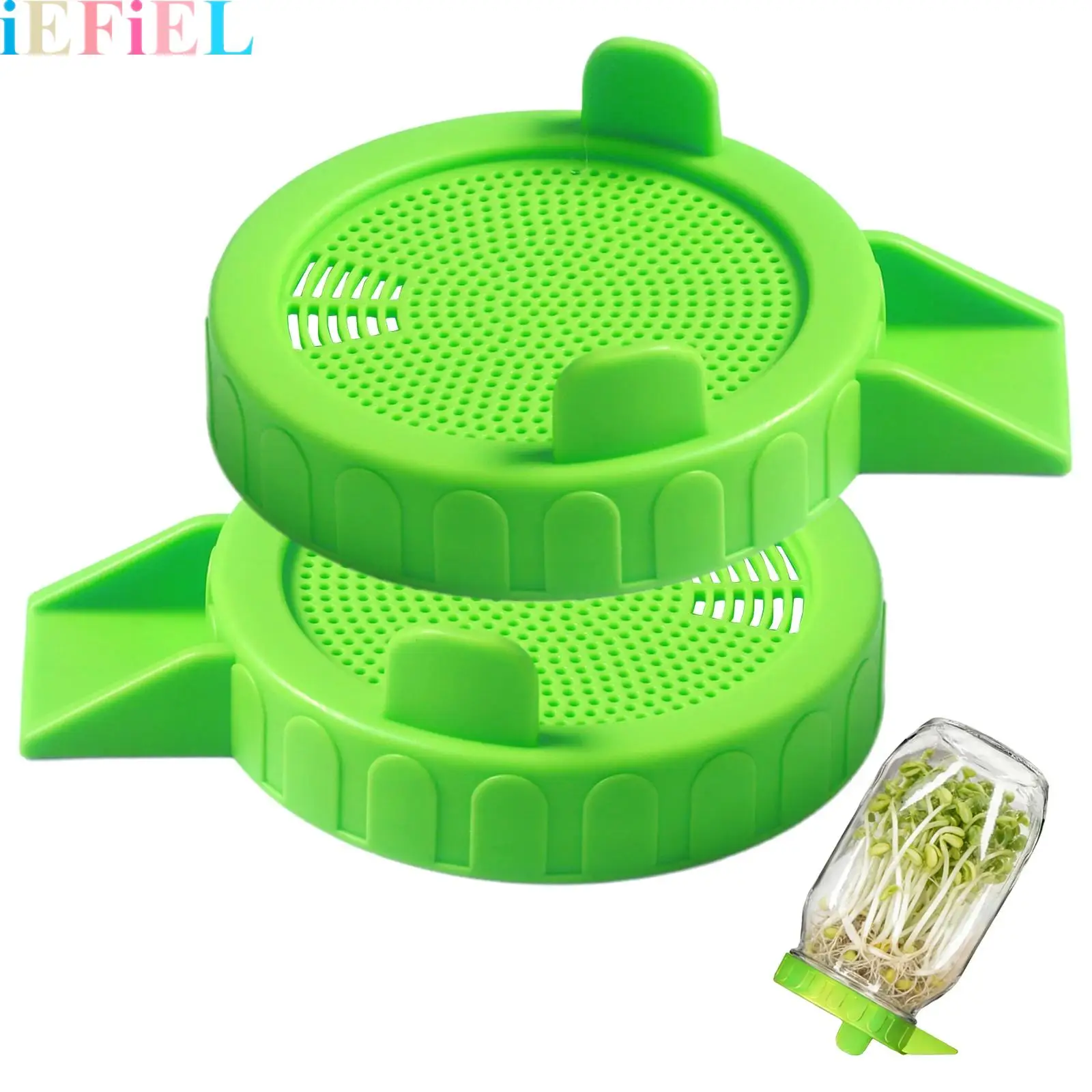 Plastic Canning Jar Strainer Lids Sprouting Lids for Wide Mouth Mason Jars Mason Jar Pour Spout Lid Bean Growing