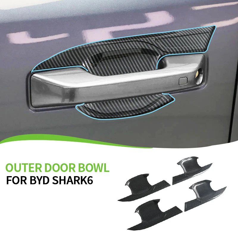 

Door Handle Bowl Cover Cap Trim For BYD Shark 6 2024 2025 ABS Material Protector Cover Sticker Exterior Car Accessories 4pcs
