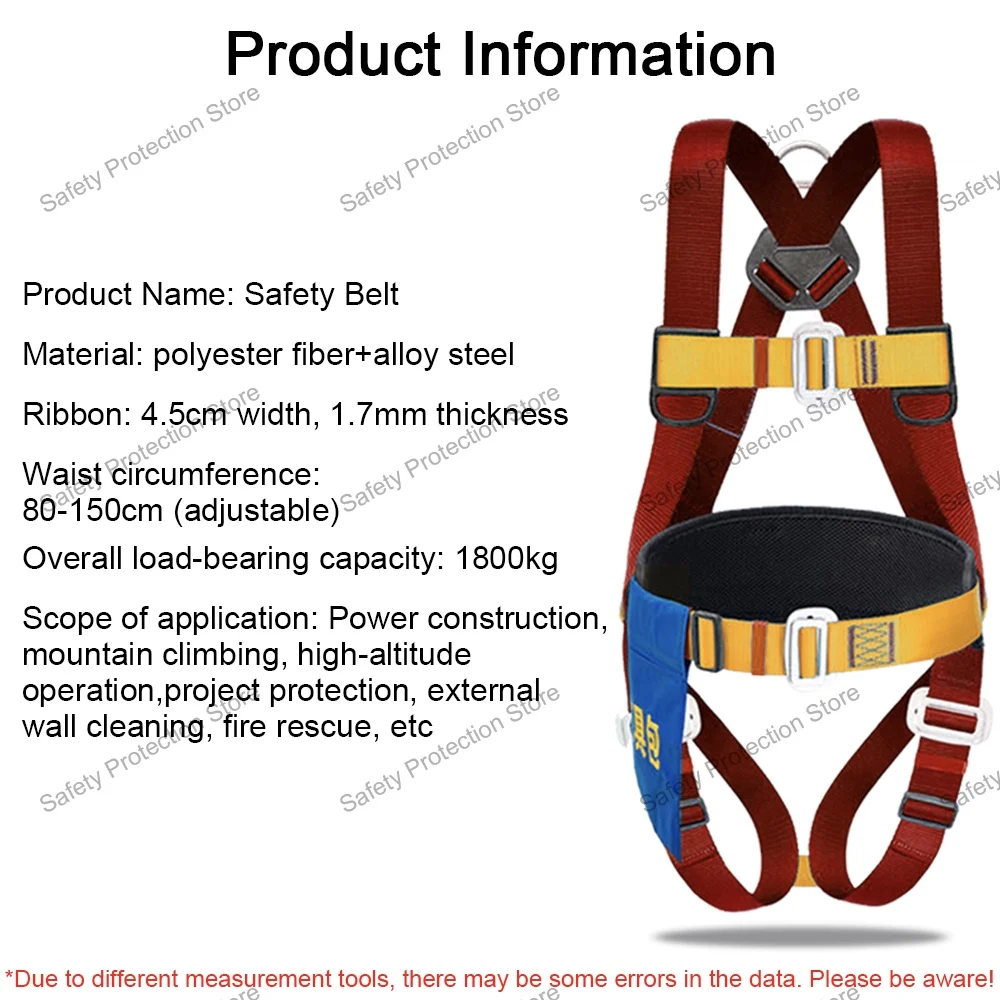 Full Body High Altitude Work Safety Harness Five-point Safety Belt Rope Outdoor Climbing Training Construction Protect Equipment