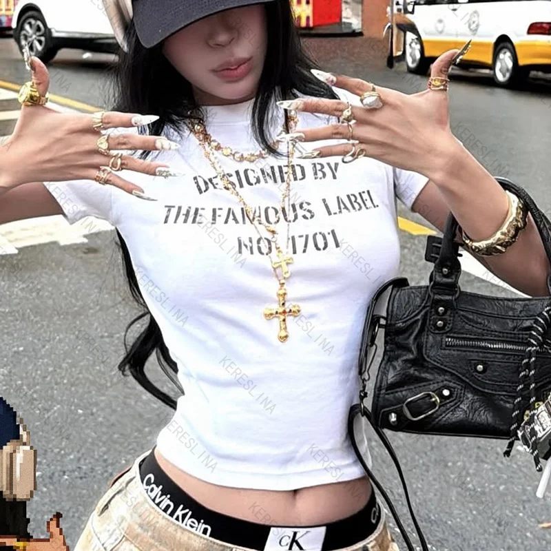 

Classic casual slim fit versatile letter printed T-shirt top for summer fashion and high street Harajuku comfortable T-shirt top