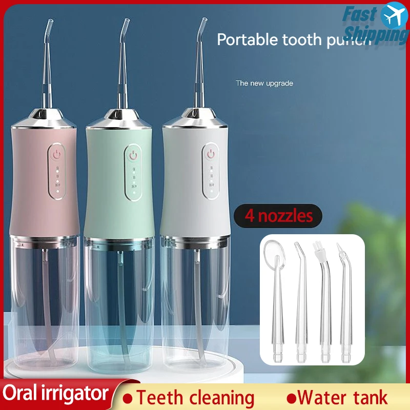 Xiaomi Youpin Oral Irrigator Portable Dental Water Jet Flusher Tank 4 Nozzle Washing Teeth Whitening Pick Stain Cleaner Tool New