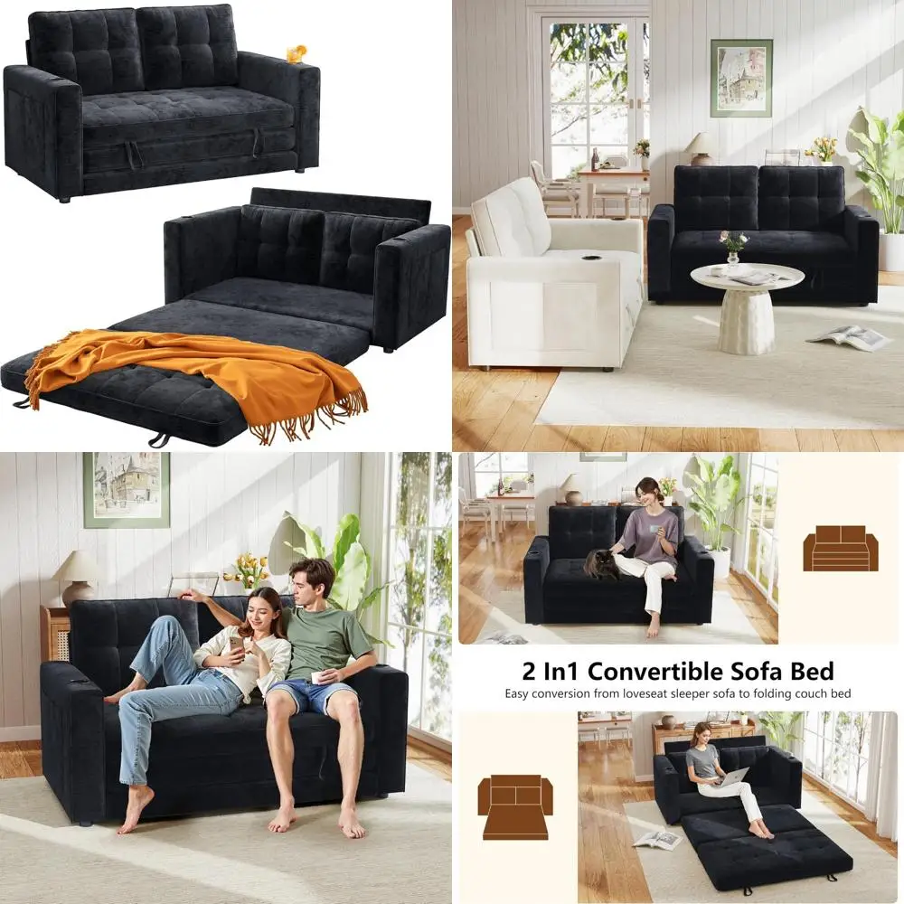 

Диван-кровать-трансформер, складной двухместный диван-кровать для небольших помещений, выдвижной напольный диван-кровать 2-в-1 с местом для хранения вещей