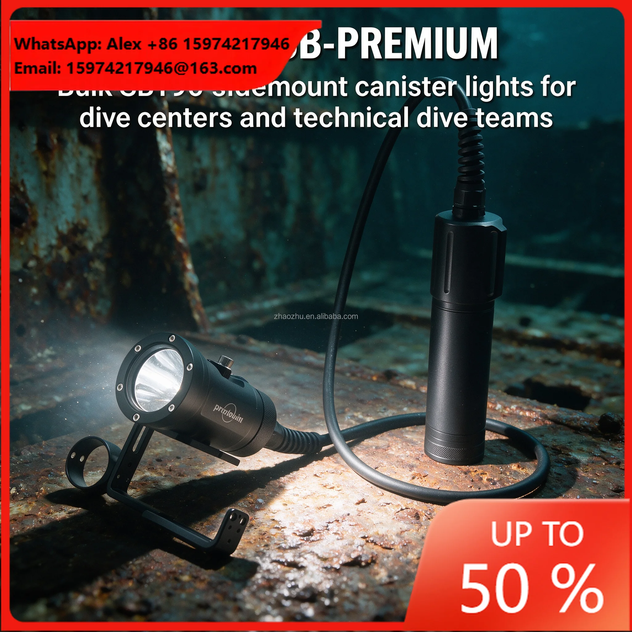 6000LM SBT90 Canister Dive Light IP68 150M Waterproof Long Throw Rechargeable Technical Torch For Cave & Wreck Scuba Diving