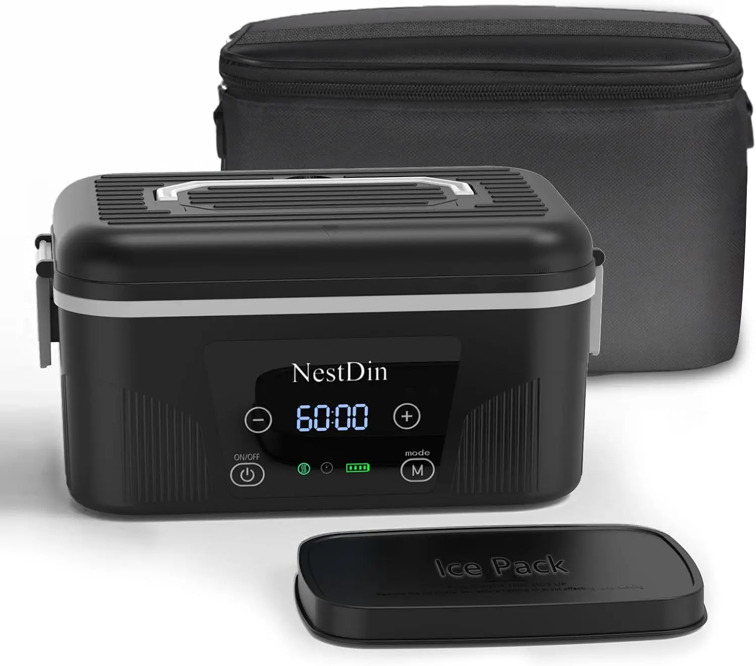 

1.4L Cordless Heated Lunch Box with Battery, Custom Heating Time and Preset Function for Office, Travel