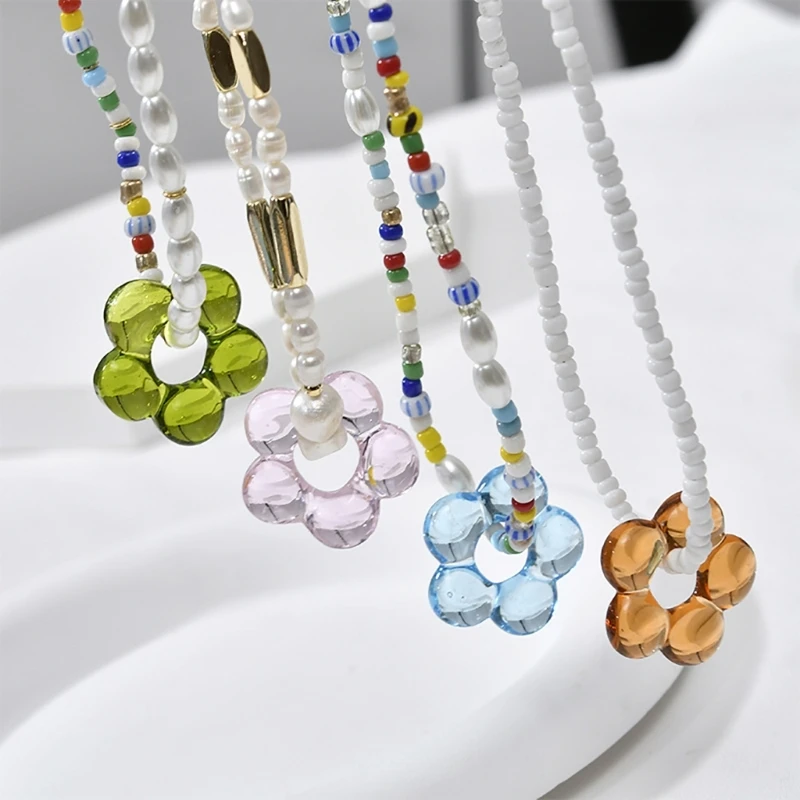 Stained Glass Pendants Hollow Five Flower Bead Charm Ornament DIY Keychain Earring Jewelry Accessories Easy to Use