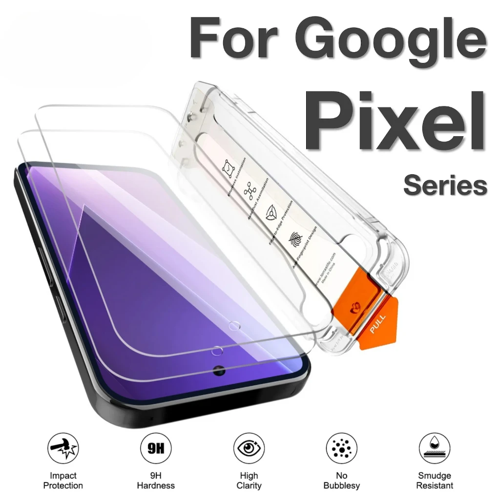 Für Google Pixel 9 Pro XL 8 8A 9a 7a 6a 7 4G 5G Displayschutzfolie Fingerabdruck gehärtetes Glas keine Staubblasen Easy Kit