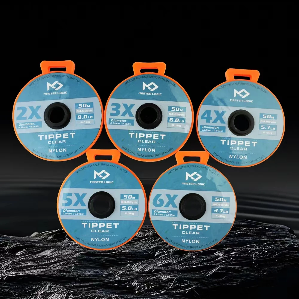 MASTER LOGIC Klare Nylon-Monofilament-Fliegenfischer-Vorfachschnur 5 Stück (2X 3X 4X 5X 6X) 50M mit Spulenhaltern Fliegenfischer-Schnurset – Detail 5
