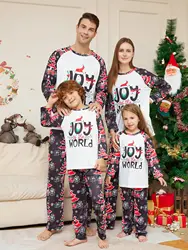 Family Christmas Matching Pajamas Set 2024 New JOY WORLD Print Xmas Costume Family Pjs Pyjamas Baby Jumpsuit Dog Clothing