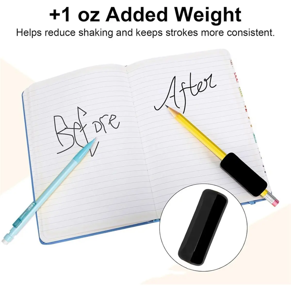 2026 New Weighted Pencil Grips 4 Pack, 1 Oz Silicone Handwriting Aids for Kids & Adults, Writing Support for Dysgraphia, Autism