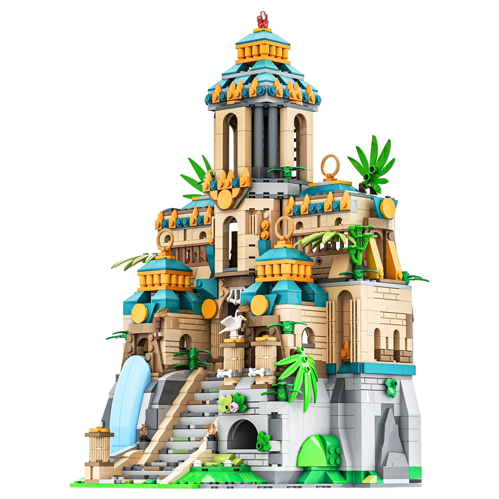 MOC castello medievale The Lost Temple Building Blocks modello Cartoon Famous Architecture Bricks Creative Assembly Toys regali per bambini