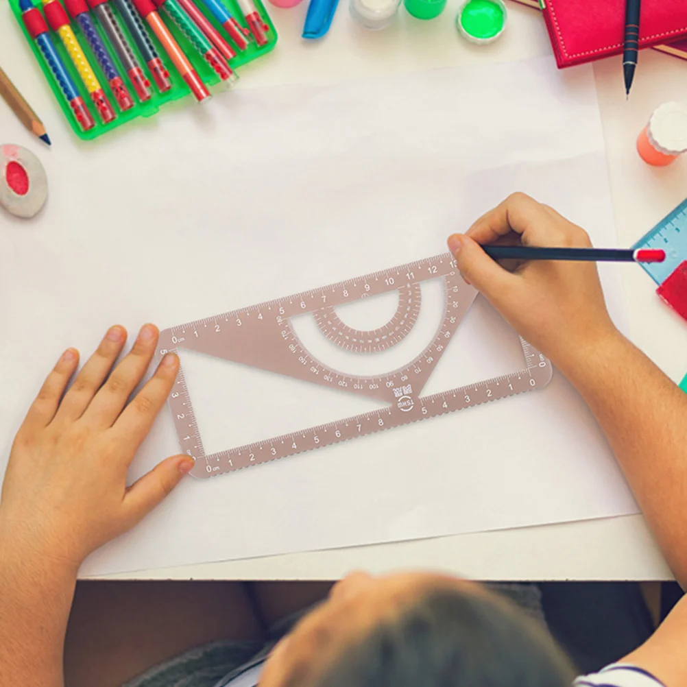 

2Pcs Multi use Aluminum Ruler Protractor Measuring Geometry Drawing Tool School Must have Lightweight Portable Metal Scale