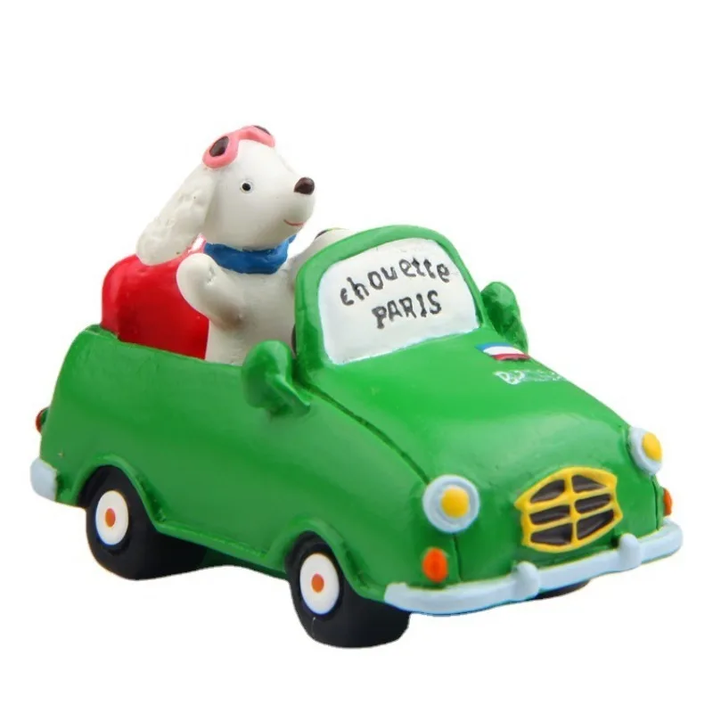 Driving Puppy Ornaments Resin Crafts Gardening Succulent Flower Arrangements Shooting Props Gifts
