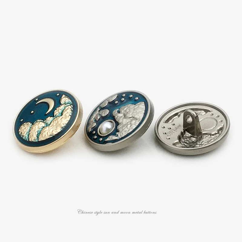 

10PCS Retro Sun, Moon and Stars Pearl Metal Button Designer Accessories Outerwear Coat Suit Button Accessories