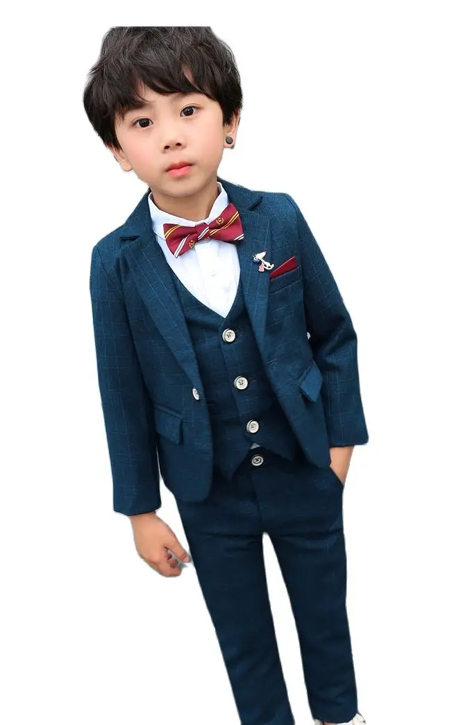 

Children Formal Purple Dress Suit Flower Boys Blazer+Vest+Pants+Bowtie 4Pcs Set Kids Wedding Party Performance Ceremony Costume