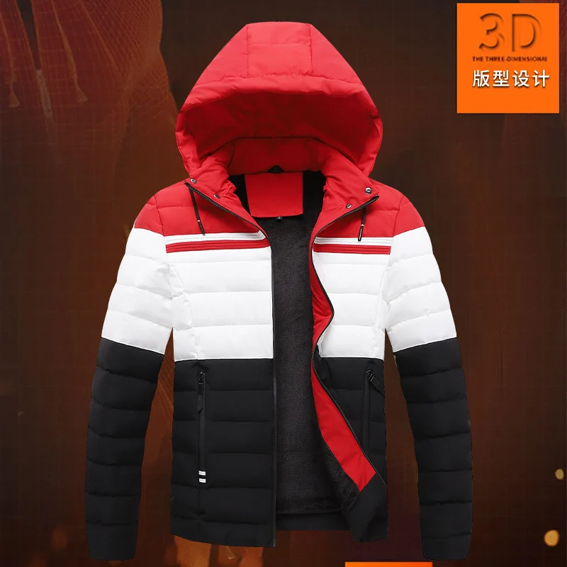 

Male Winter Parkas Hooded Removable New Color Blocked Jacket Down Jacket Men High Quality Casual Thick Warm Down Jacket Coat