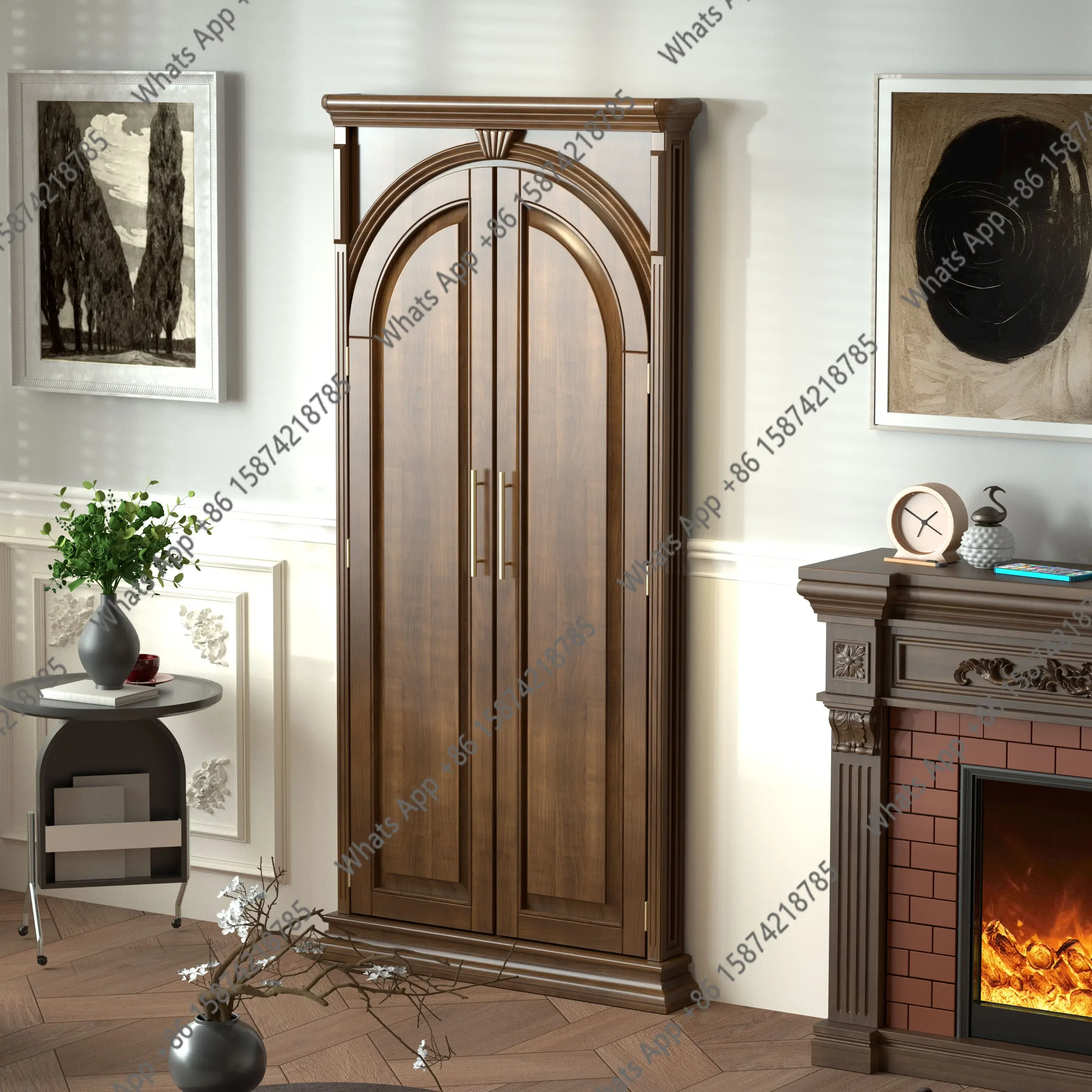 Pure Solid Wood American French European Retro Floor Folding Large Full-body Mirror Changing Mirror Fitting Mirror X